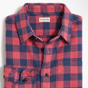 Crewcuts Kids Checkered Button-Down Shirt - Red and Navy
